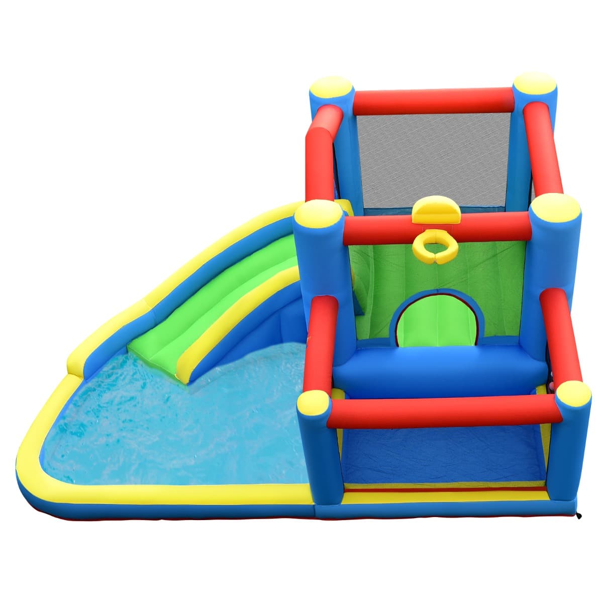 CostwayChâteau Gonflable Enfant avec Toboggan Aire de Saut Ballon et Panier Convient pour 3 Enfants 3-12 Ans 410 x 310 x 191 cm